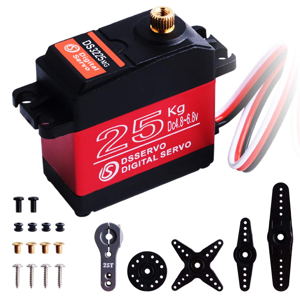 Servomotore 25KG Servo digitale impermeabile ad alta coppia e ingranaggi metallici per RC Traxxas HSP Barca elicottero Barca dell'automobile aereo (angolo di controllo 270 °)