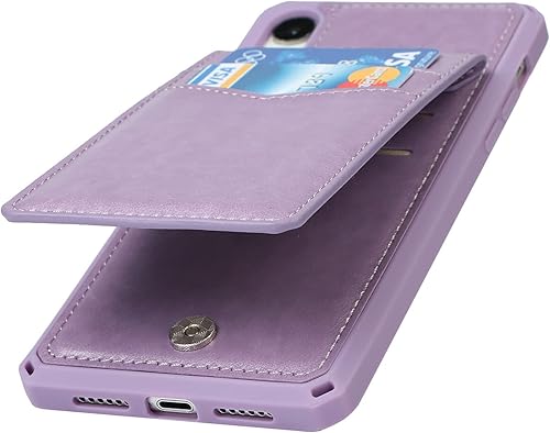 Miniatura 9 de iCoverCase Funda tipo cartera para iPhone XR con soporte para tarjetas bloqueo RFID de piel sintética de alta calidad, ranuras para tarjetas,