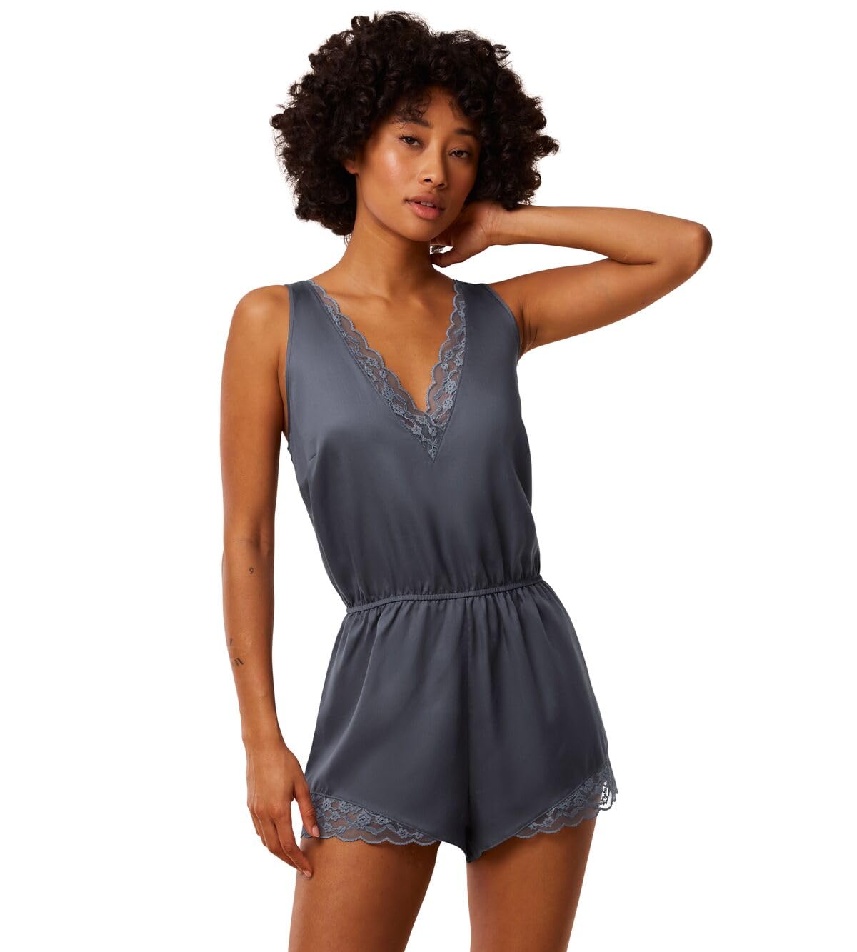 Triumph Women's Silky Sensuality Romper Pyjama Set, pebble grey, 18
