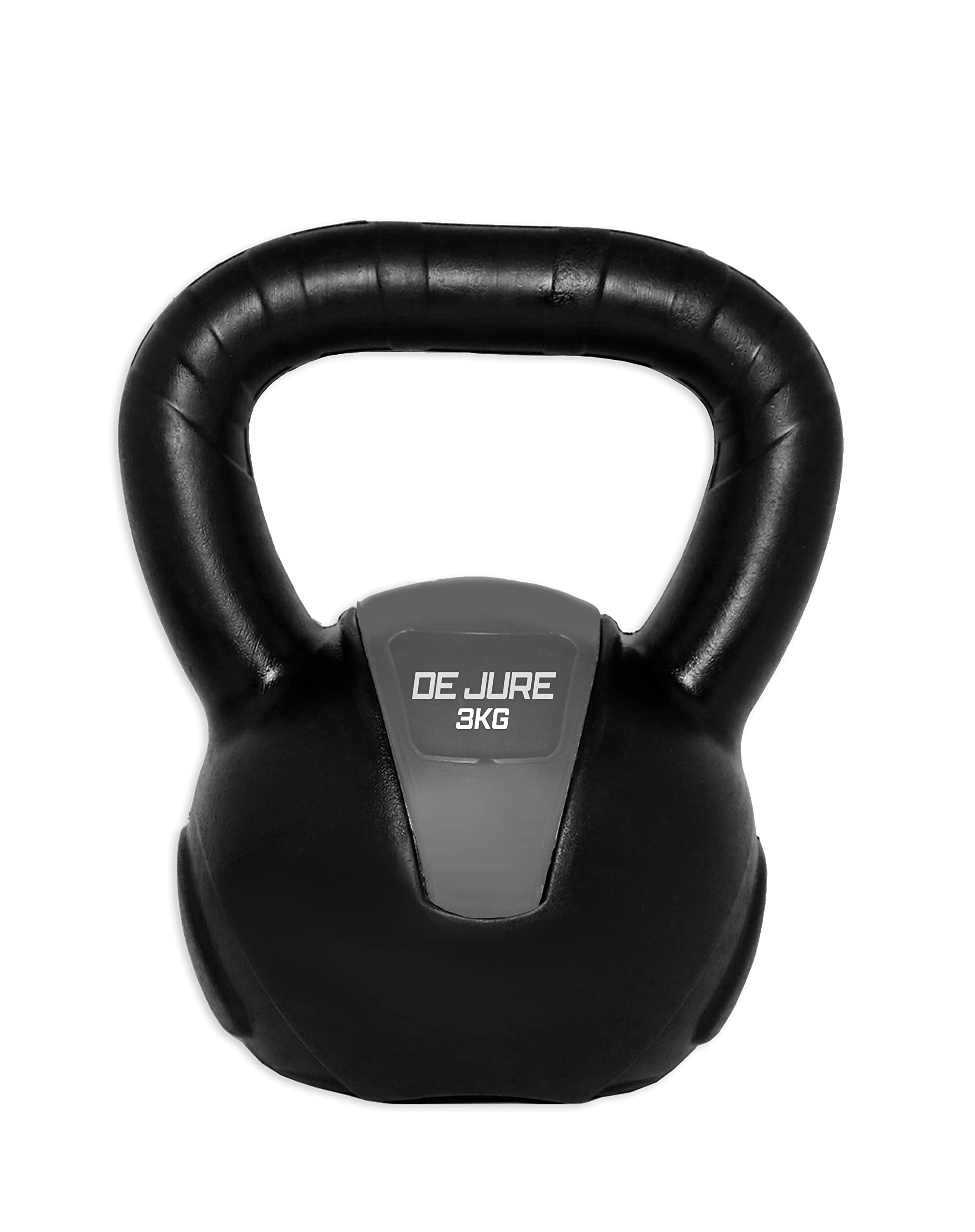 De Jure Fitness PVC Kettlebell 3kg for Men & Women � Strength & Cardio Training, Soft Grip, Crushed Concrete Filled, Full Body Workout Equipment for Home & Gym (Grey Black)-image-21