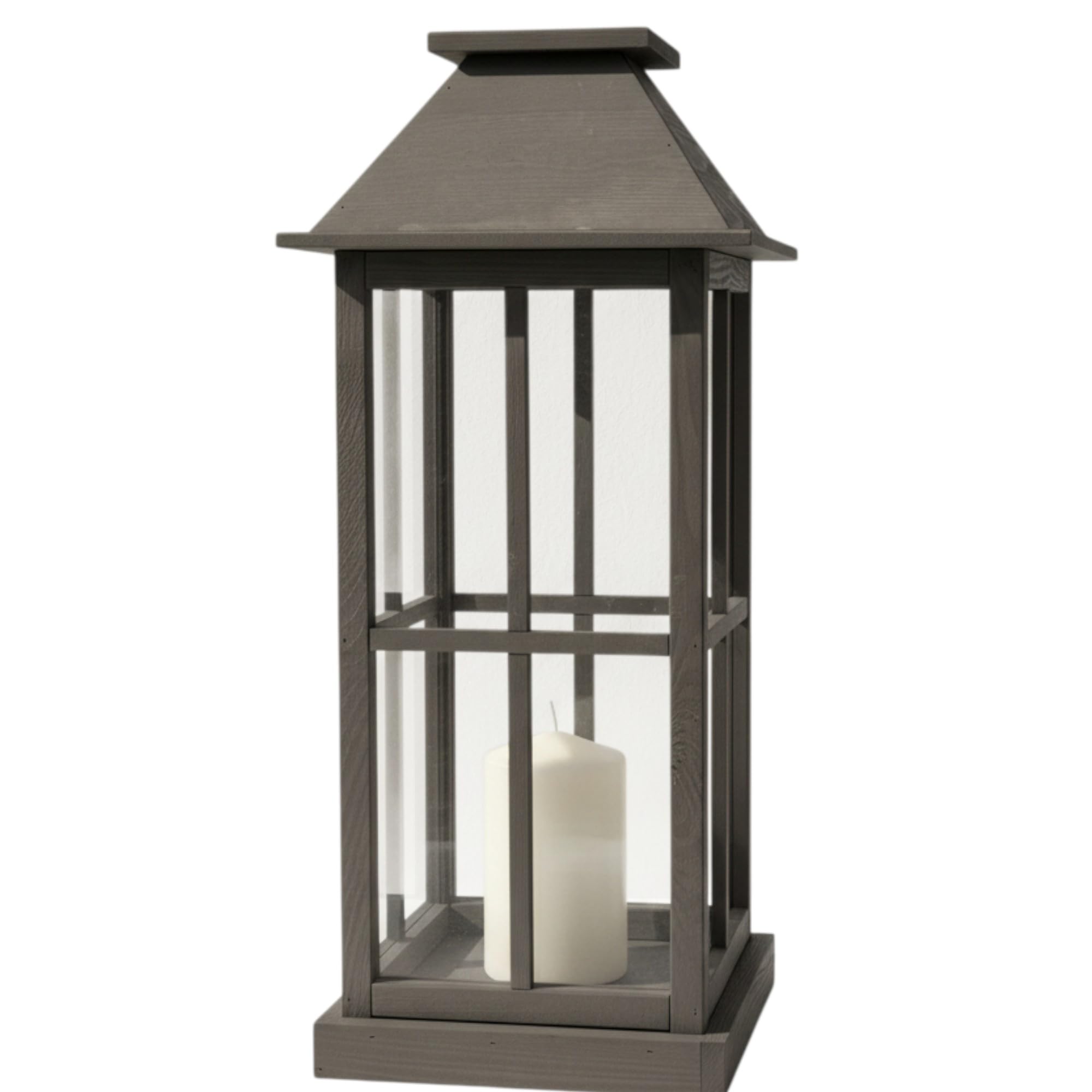 Weeco Farol grande de madera antracita con láminas de plexiglás, 74 cm de alto, 31 cm de ancho, elegante farol decorativo para velas