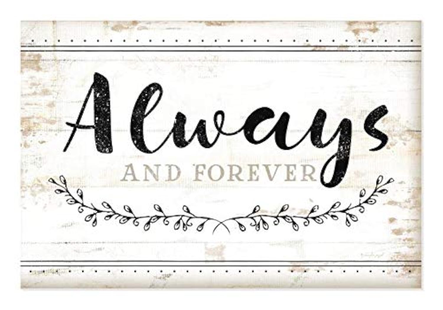Letrero de pared de madera rústica con texto en inglés "Always And Forever" (1