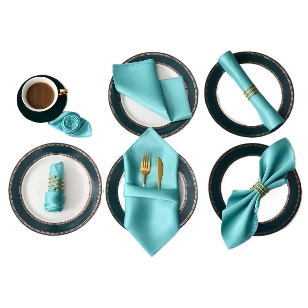 Cloth Dinner Table Napkins, Ester Dinner Napkins 12Pcs 30x30cm Multicolor Satin Table(12pcs Mint Green)