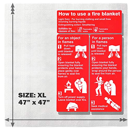EVERLIT [2-Pack] Fire Blanket Size XL 47''x47'' Fire Suppression Emergency Blanket w/Heat Resistant Gloves w/Reflective Strap for Kitchen, Camping, Grilling