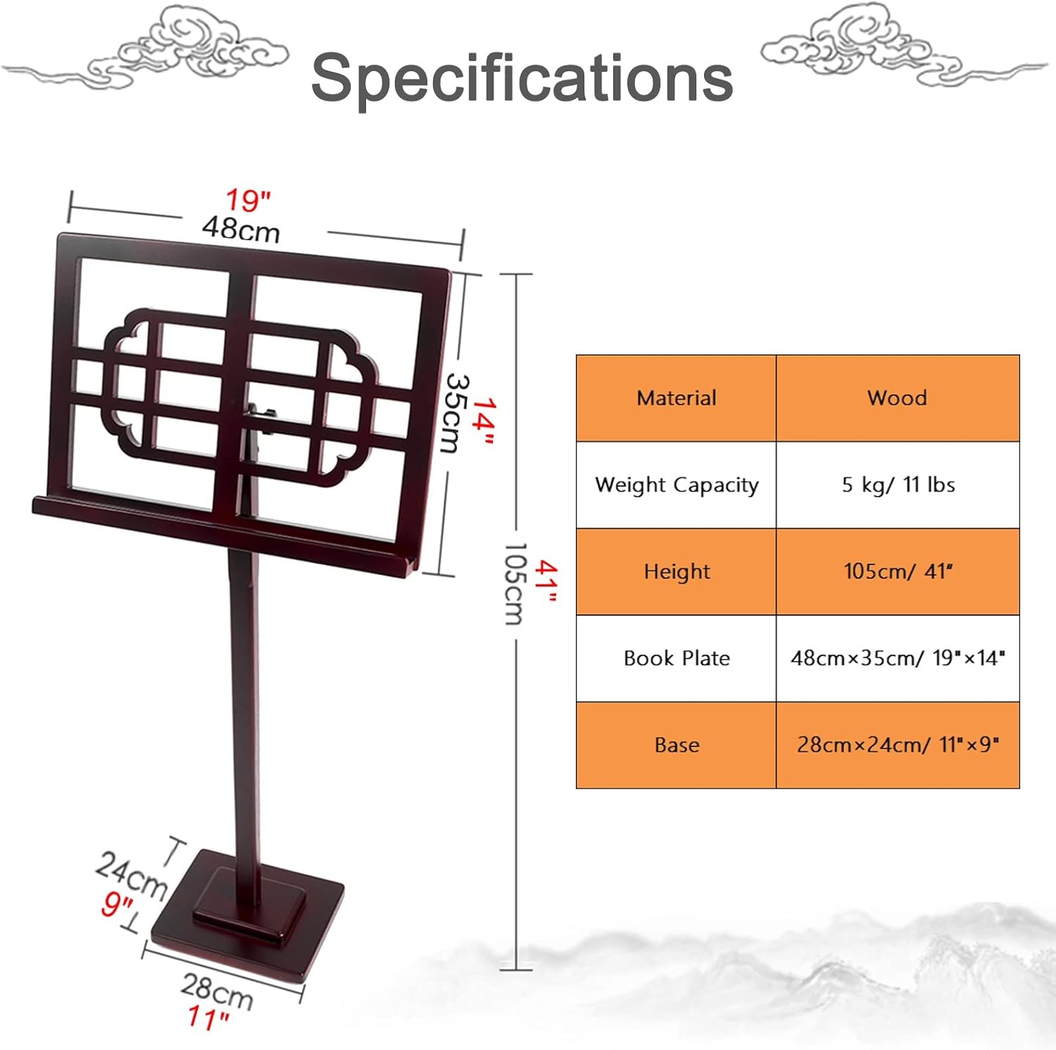 Sheet Music Stand Professional Sturdy, Wood Projectors Book Holder, Band Performance Studios Office, Vintage Style (Color : Brown)