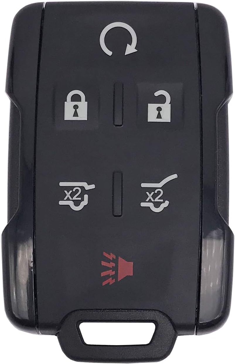 Smart Key Fob Shell Case Fits for Chevy Tahoe Suburban/GMC Yukon M3N-32337100 Keyless Entry Remote Control Car Key Fob Cover (Black, 6 Buttons)