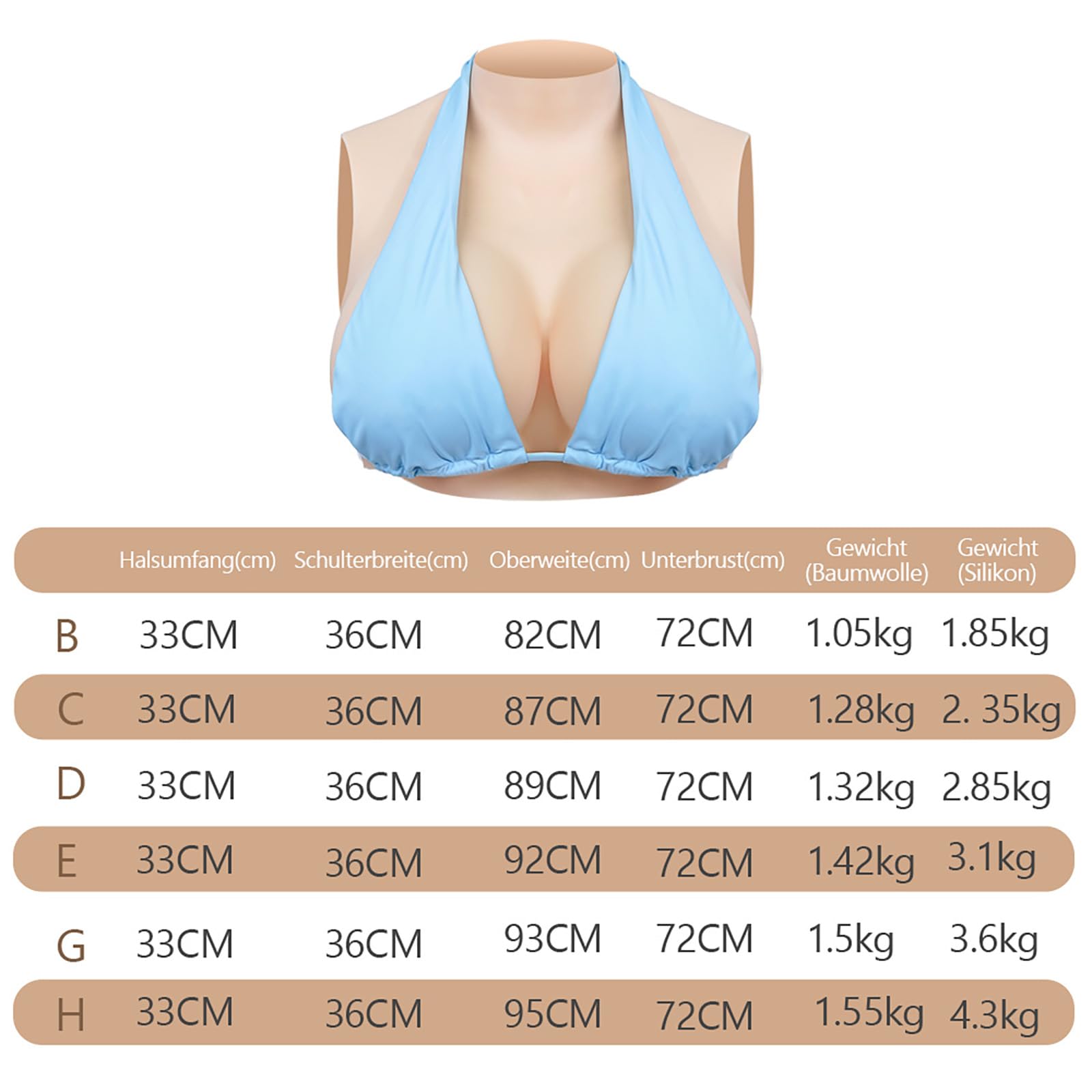 Silikon Brustplatte Weiche Brustform für Crossdresser, Transfrauen & Drag Queen Kostüme, hautfreundliches Cosplay-Accessoire