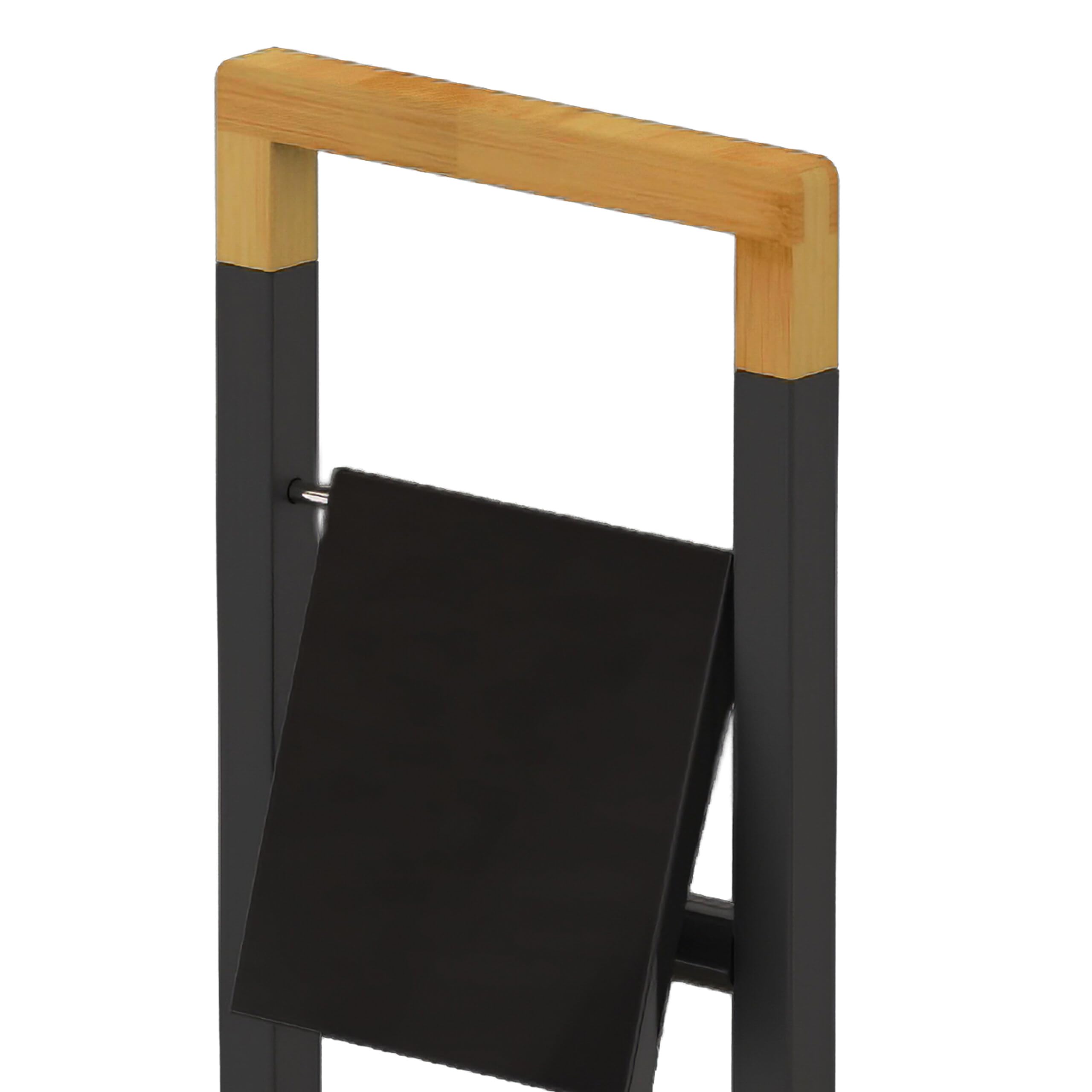 Ensemble WC Relaxdays, Bambou, Porte-Rouleau sur Pied, Brosse WC avec Support, 76,5 x 28 x 18 cm, Noir