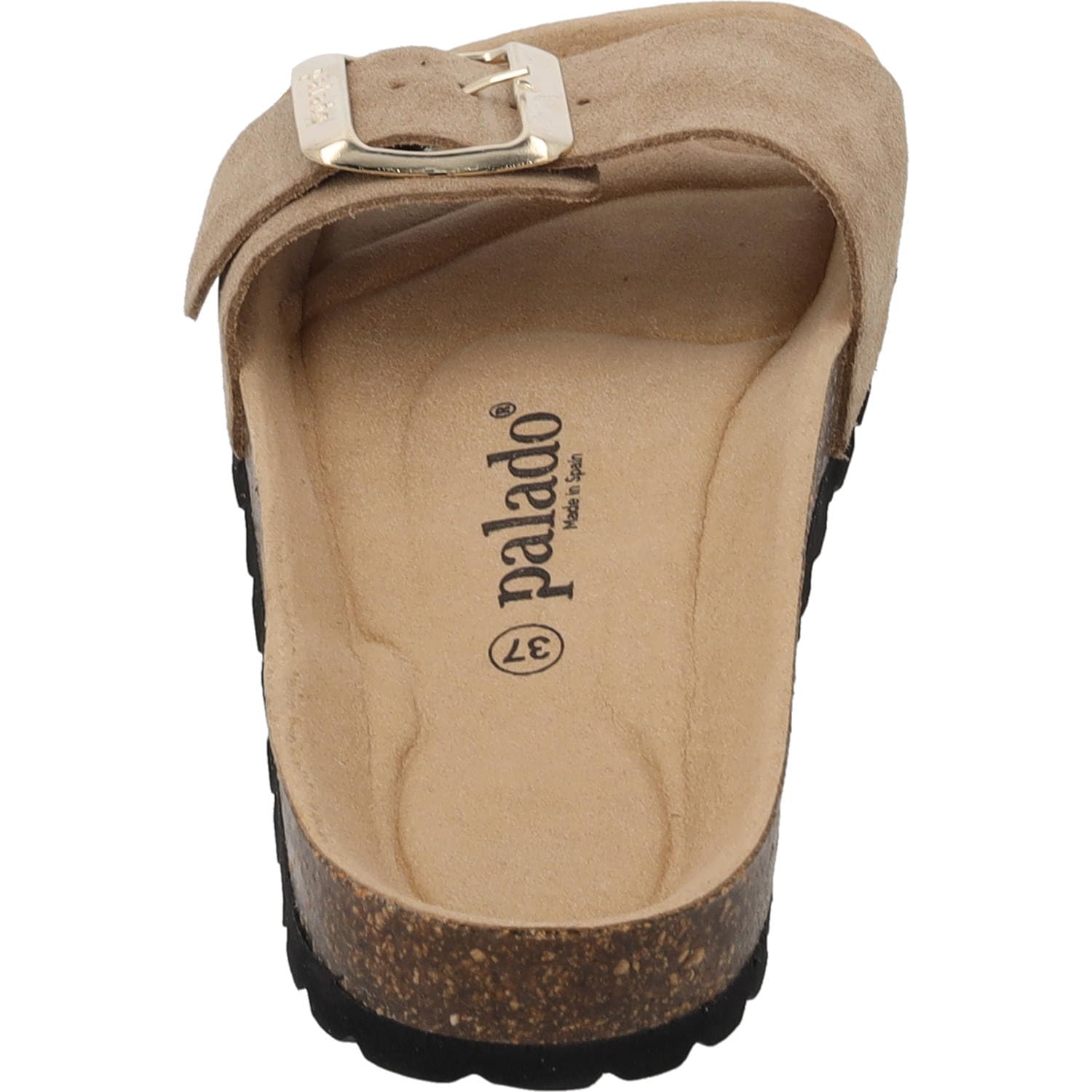 Palado Pantoletten Damen Malta EGS Mono Velours - modische Sandalen Made in Spain - elegante Hausschuhe mit Kork-Fußbett - bequeme Sommerschuhe