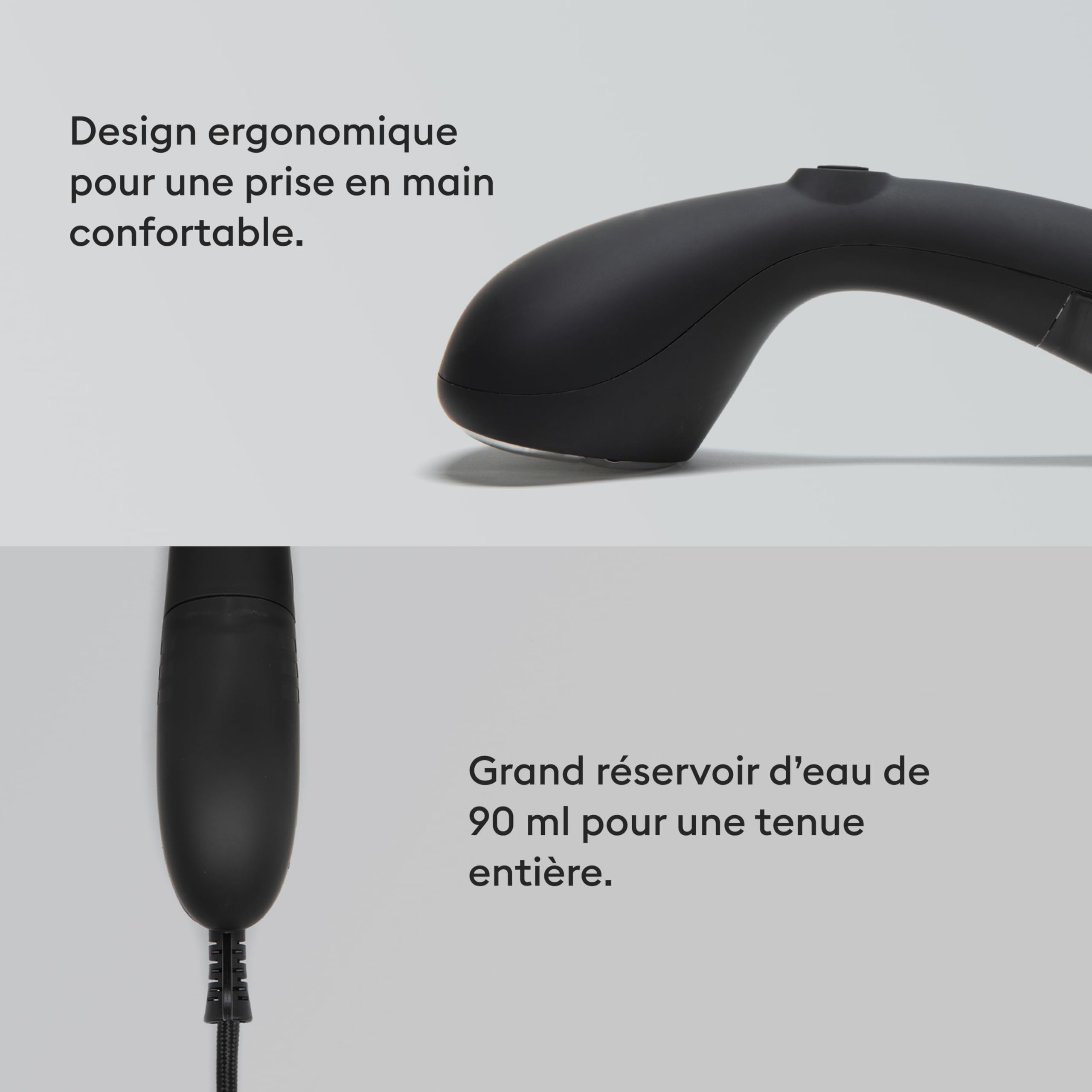 Steamery défroisseur vapeur Cirrus 2 , 1500W, débit de vapeur 15g/min, résultats sans plis, chauffe en 20 secondes, facile à transporter, ergonomique, design scandinave, Noir