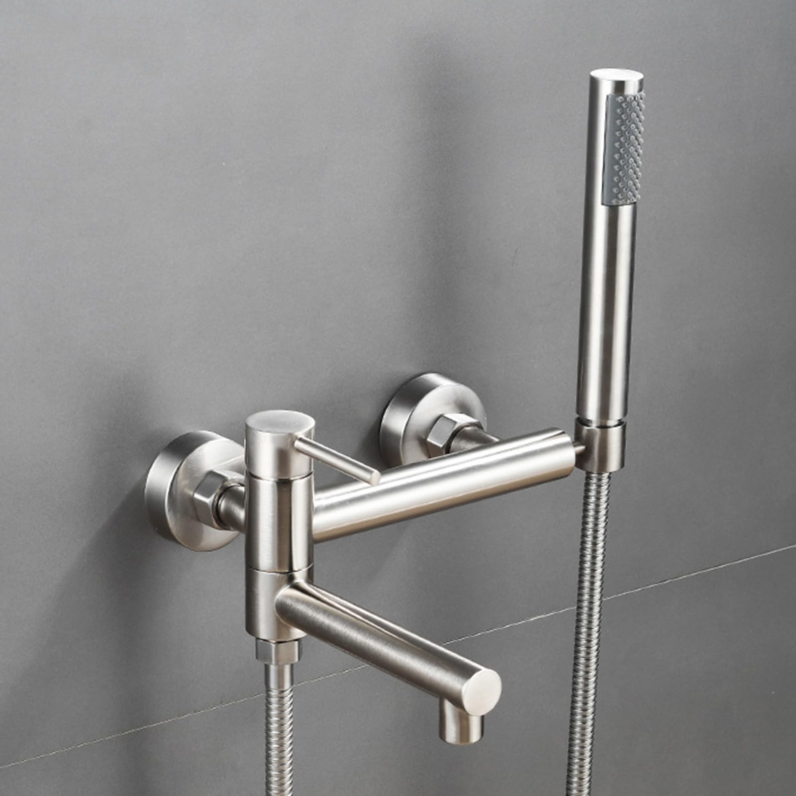 DJHFHCS Bath Shower Mixer Tap Wall Mounted Brushed 90 Swivel Tap Single Lever Bath Tap Shower Head and Hose Set for Bath Taps enterprise