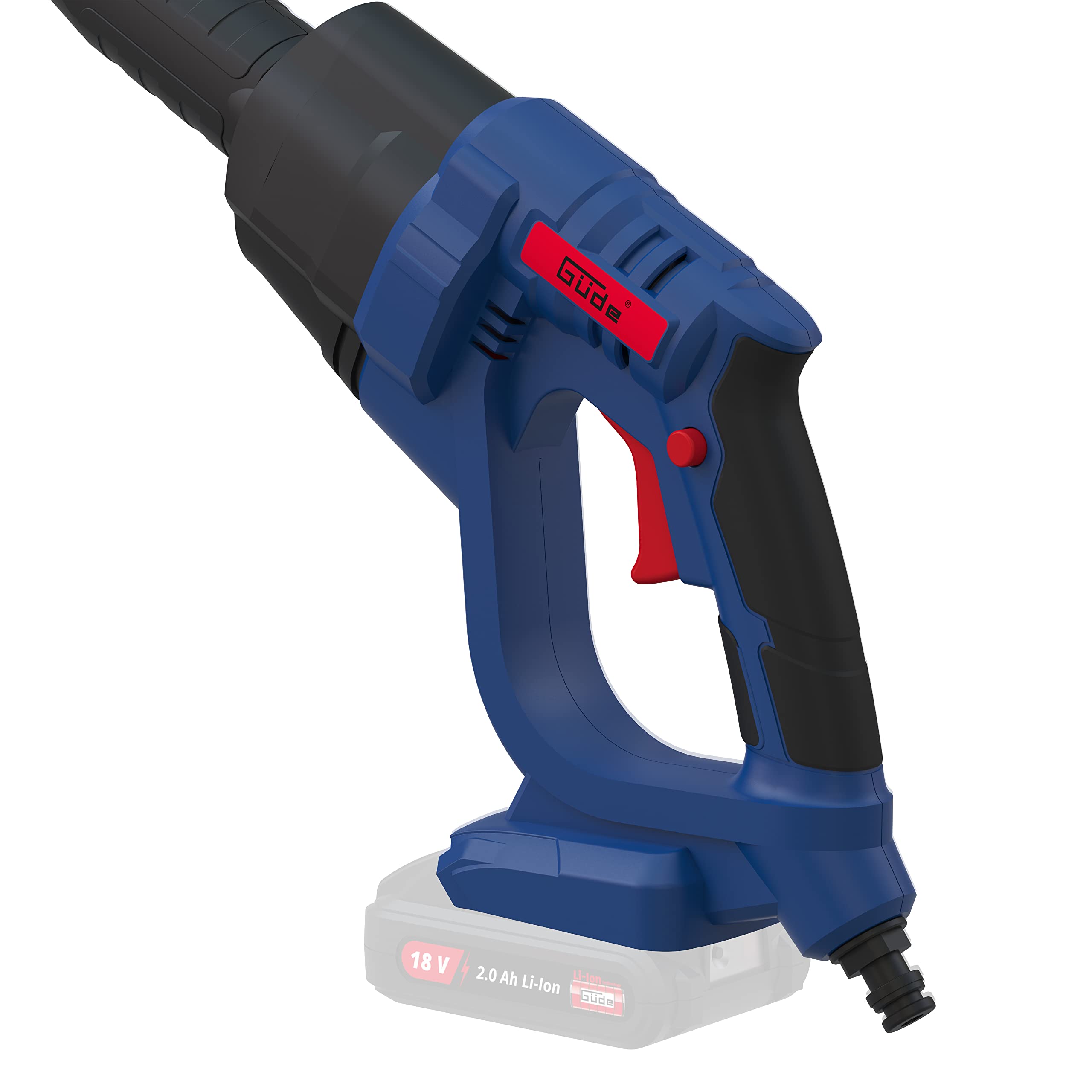 Güde Limpiador a presión con batería DR 18-0 (18 V, Easy Energy Exchange, presión máxima de 22 Bar, 120 l/h de Volumen máximo, Boquilla multifunción de 6 vías, autocebante, sin batería ni Cargador)