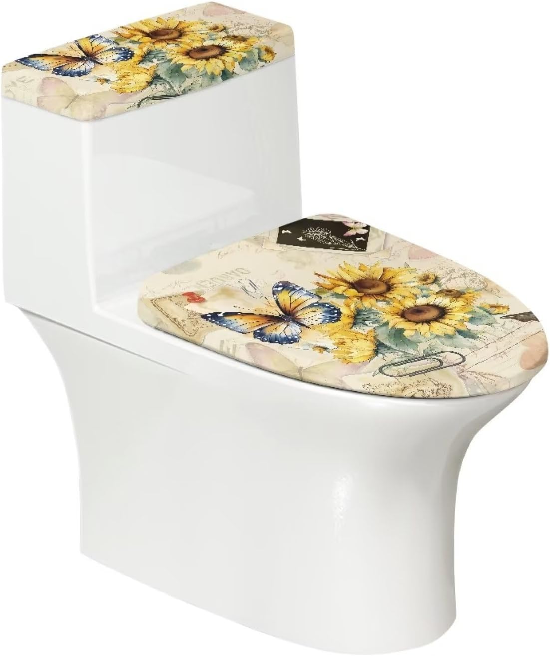NETILGEN Toilet Seat Lid Cover Tank Lids Cover Set of 2