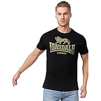 Lonsdale Maglietta da Uomo con Logo, Nero/Oliva