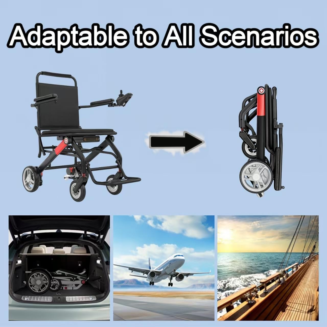 D01 Electric Wheelchair – Lightweight 14.1kg, Compact & Foldable, Aluminium Alloy Frame, Airline-Approved, 500W Motor with 12Ah Battery – Ideal for Travel and Everyday Use