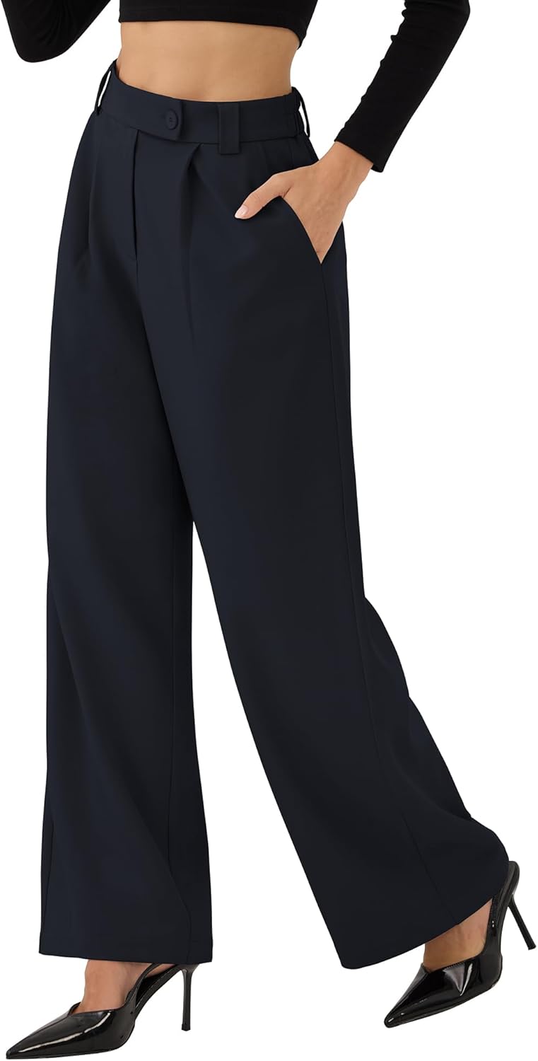 ZAFUL Womens Wide Leg Pants High Elastic Waisted Business Casual Trousers Work Dress Pants with Pockets 2025 - Image 2
