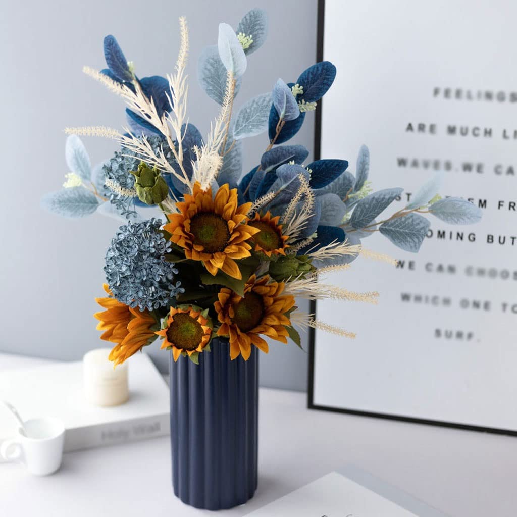 Künstliche Blumen Seide Tuch Künstliche Blumen mit Keramik Vase Home Office Party Decor Hochzeit Dekoration Mittelstücke Gefälschte Blume Set Künstliche Blumen wie Echt