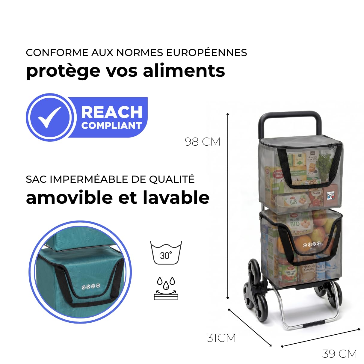 Poussette De Marché 6 Roues 2x20l Bleu - 8220-464