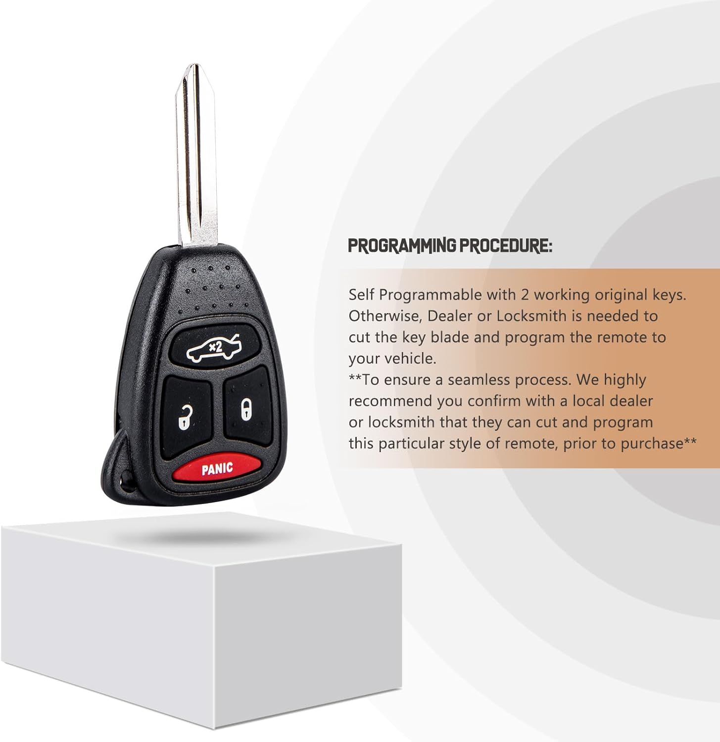 New Keyless Entry Replacement Car Key Fob for Chrysler 2005/2006/2007 300 2007/2008/2009 Aspen with FCC ID: KOBDT04A (Pair)