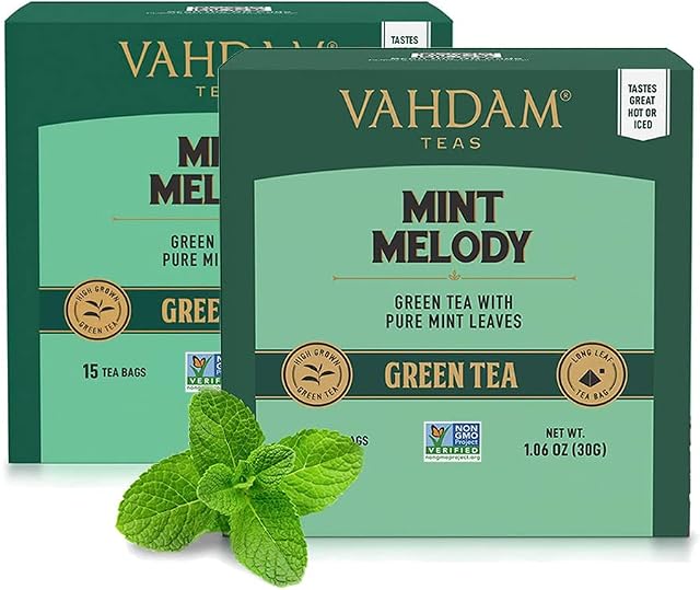 VAHDAM, Mint Green Tea Bags (30 Count) Low Caffeine, Non GMO, Gluten Free, Naturally High Grown | Individually Wrapped Pyramid Tea Bags | Direct from Source
