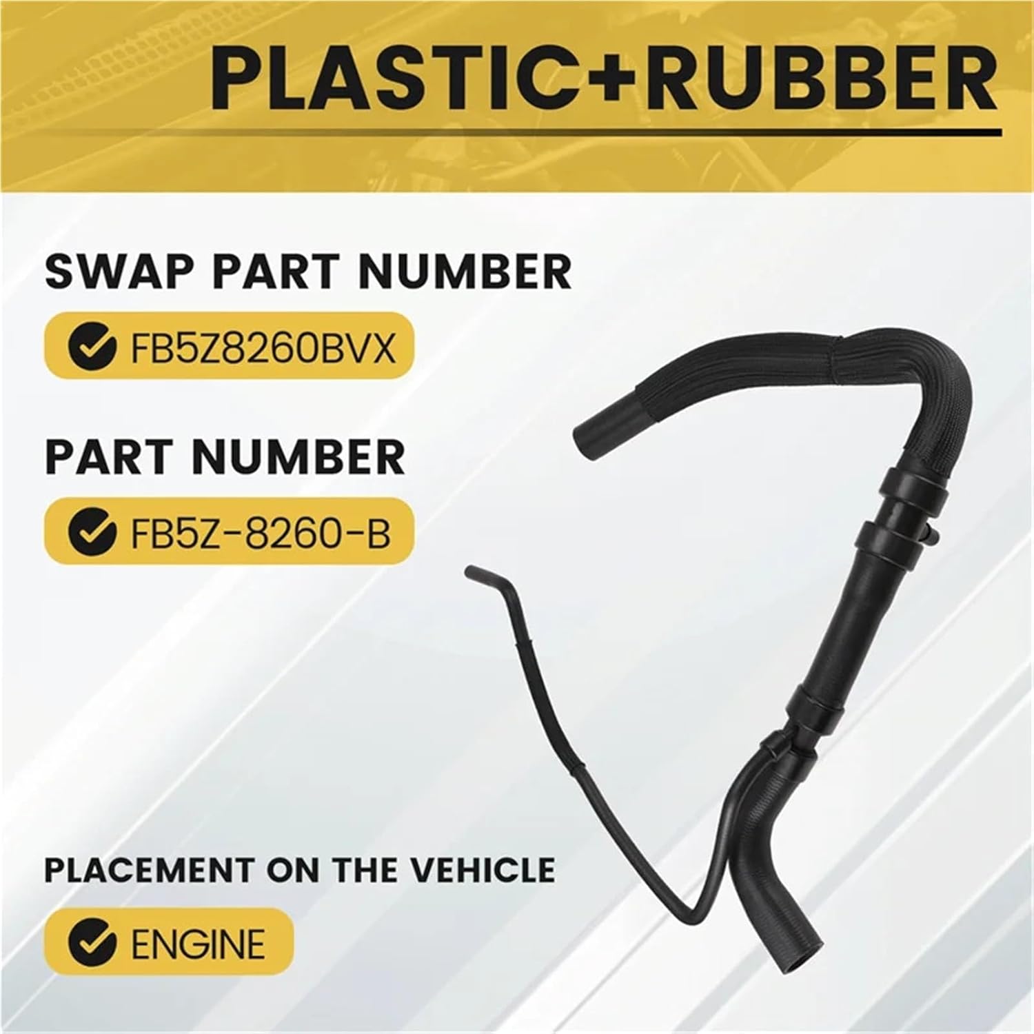 Radiator Coolant Water Hose FB5Z-8260-B Compatible With Explorer 2.3L 2011-2021 Engine Water Tank Upper Pipe FB5Z8260BVX