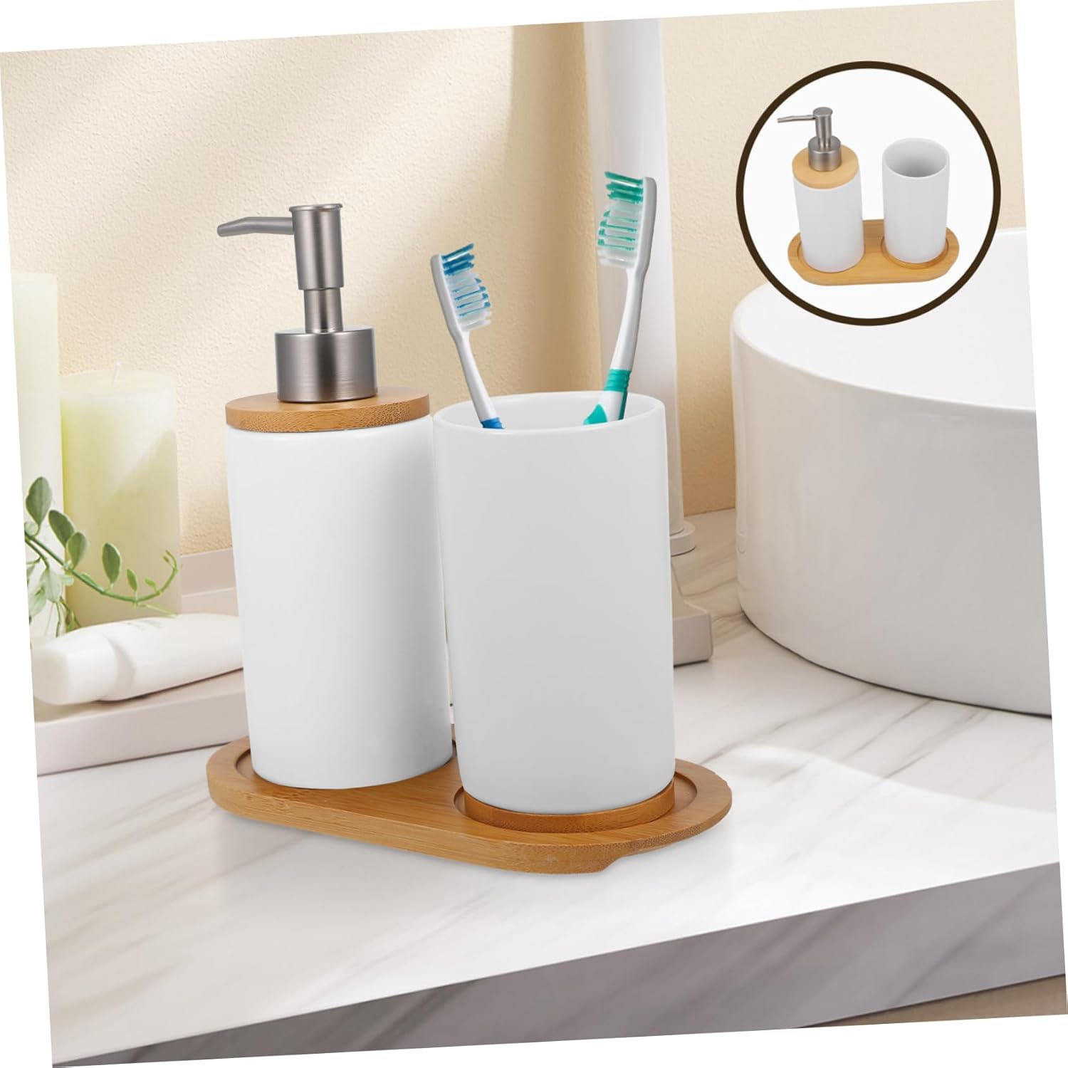North European Style Bathroom Accessory Set Toothbrush Holder Shampoo Bottles Shower Dispenser