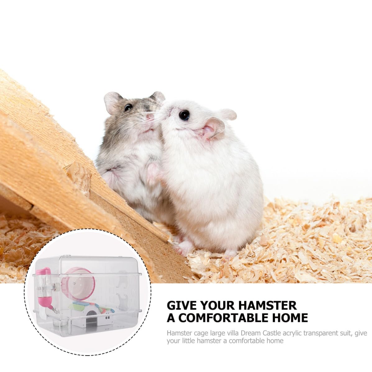 Cage à Hamster avec Roue d'exercice, Villa Acrylique Transparente