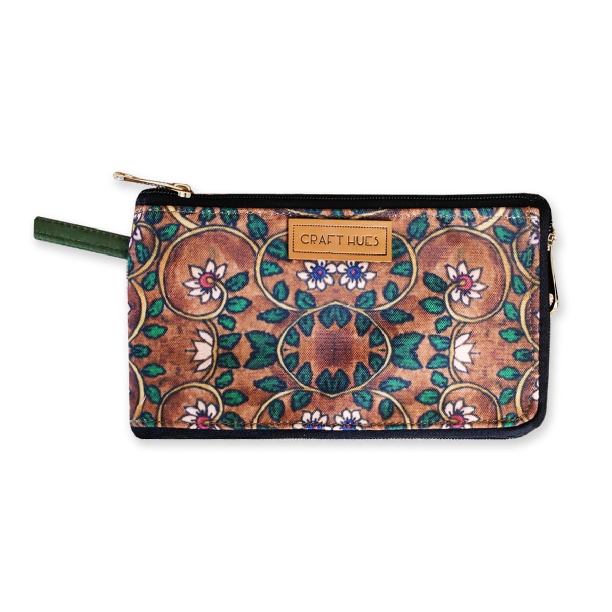 Women | Girls Dual Zipper Printed Cotton Canvas Fabric Wallet | Perfect for Mobile Phone, Cash, Business Cards, Id Cards Etc | Trendy and Stylish Design | Perfect for Gift (Beige)-image-32