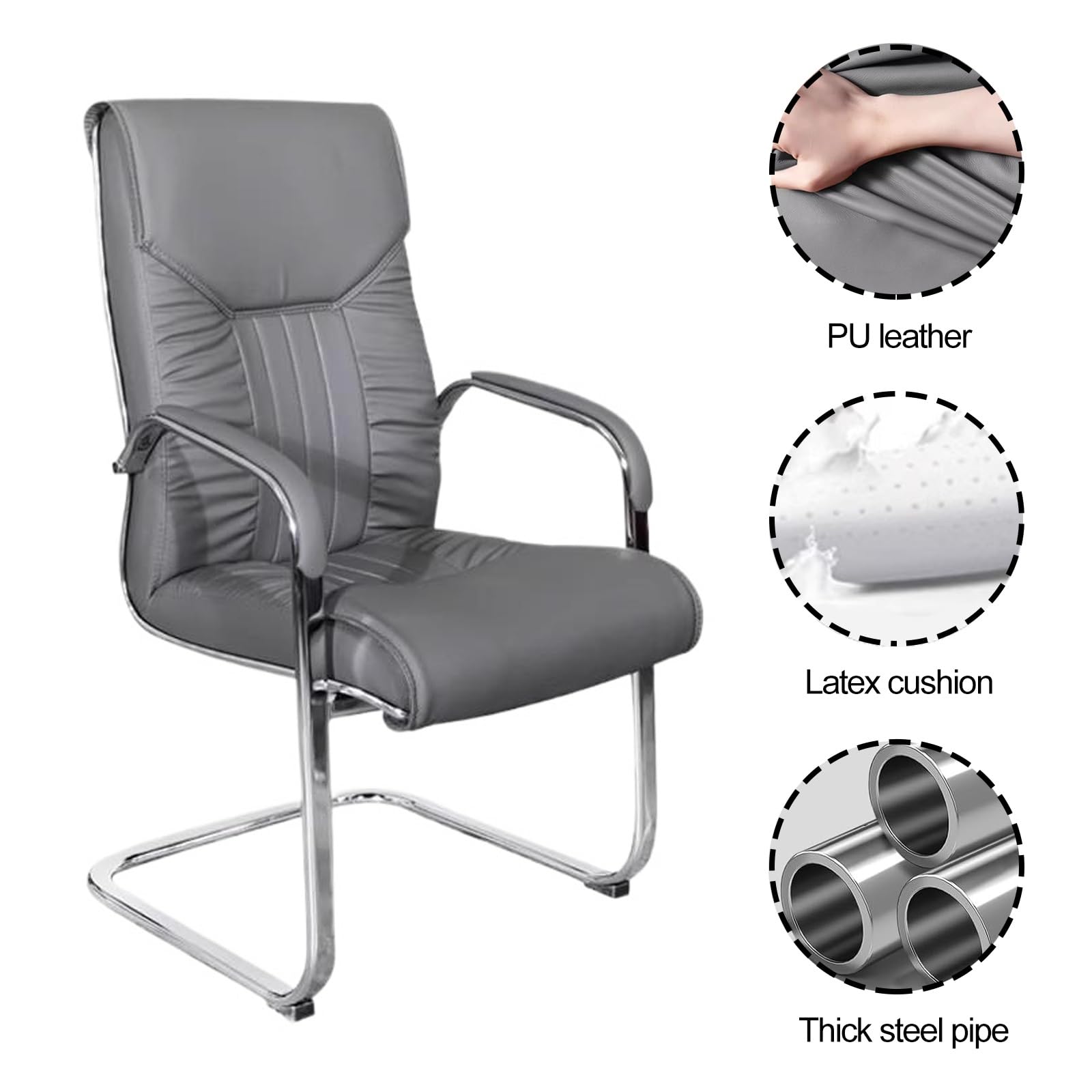 Sedia Ufficio, Sedia Ergonomica, con Braccioli, Sedia for Computer Domestico, Sedia da Conferenza, Adatta for Uffici e Sale di Ricevimento(Gray)