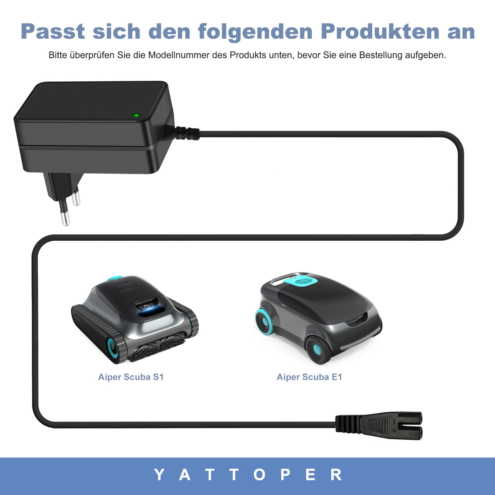 16.8V Ladegerät Geeignet für Aiper Scuba S1 Akku Roboter Pool Reiniger Kompatibel mit Aiper Scuba S1 E1 14.4V Li-Ionen Battery Cordless Akku Roboter Pool Staubsauger Ladegerät Adapter