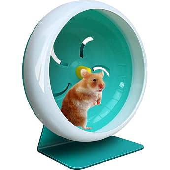 Hamster Wheel Silent Hamster Wheel Quiet Hamster Wheel Super Silent Hamsters Exercise Wheel Adjustable Stand for Hamsters Gerbils Mice Small Pet 7 Inches Blue