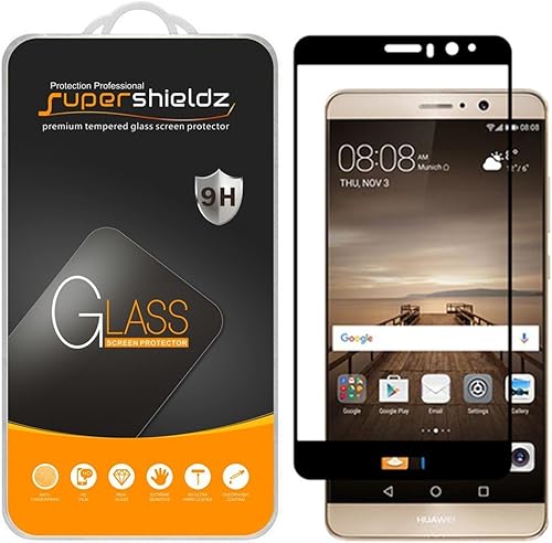 Supershieldz Protector de pantalla de vidrio templado diseñado para Huawei Mate 9, (cobertura de pantalla completa) de 0.013 in, antiarañazos, sin