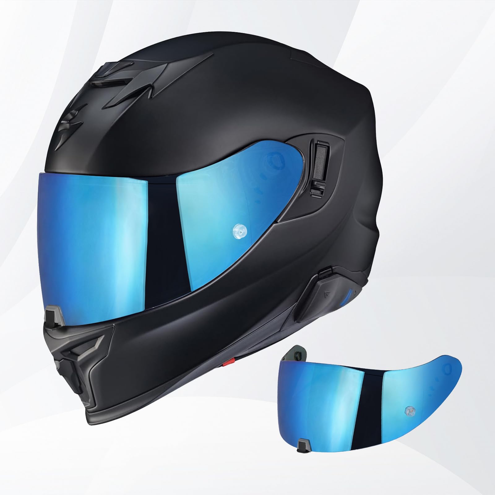 Helmvisier für EXO-T520/1400/391 R1 Motorradhelm Visier Motorrad Windschutz Helm Objektiv Visier Motorradhelm UV-Schutz Helm Ersatz (Chrom Blue)
