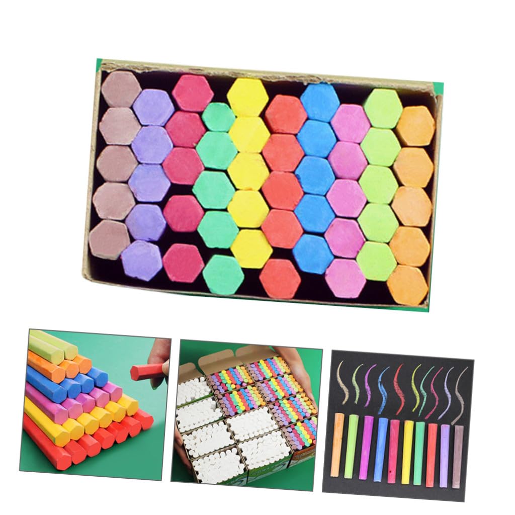 Hemobllo Craies Colorées sans Poussière Hexagonales en Gypse pour Tableau Noir, Écriture Lisse, 3 Boîtes pour Dessin en Classe la Maison