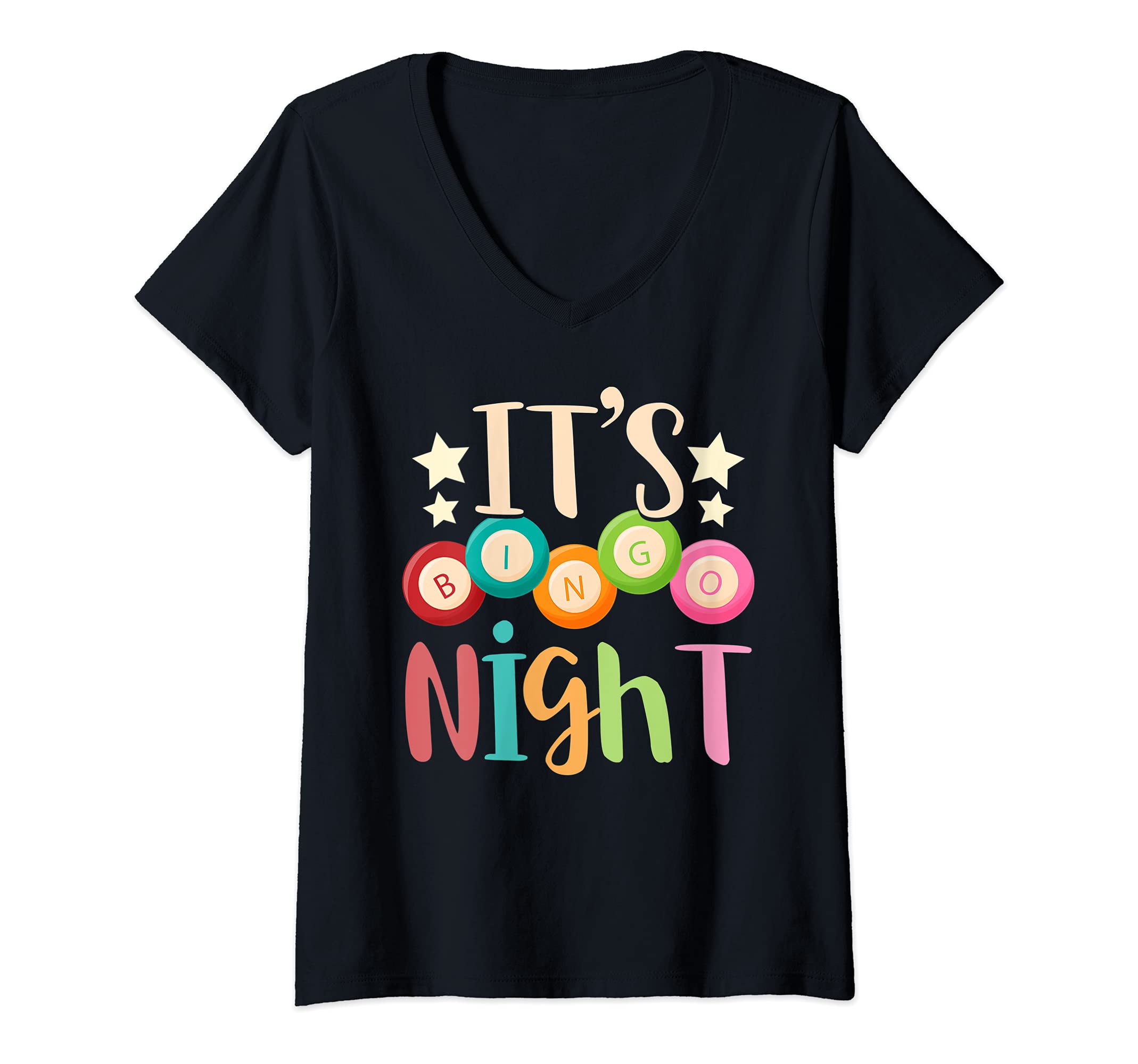 Womens Its Bingo Night Bingo Player Gift Gambling Lottery Bingo V-Neck T-Shirt