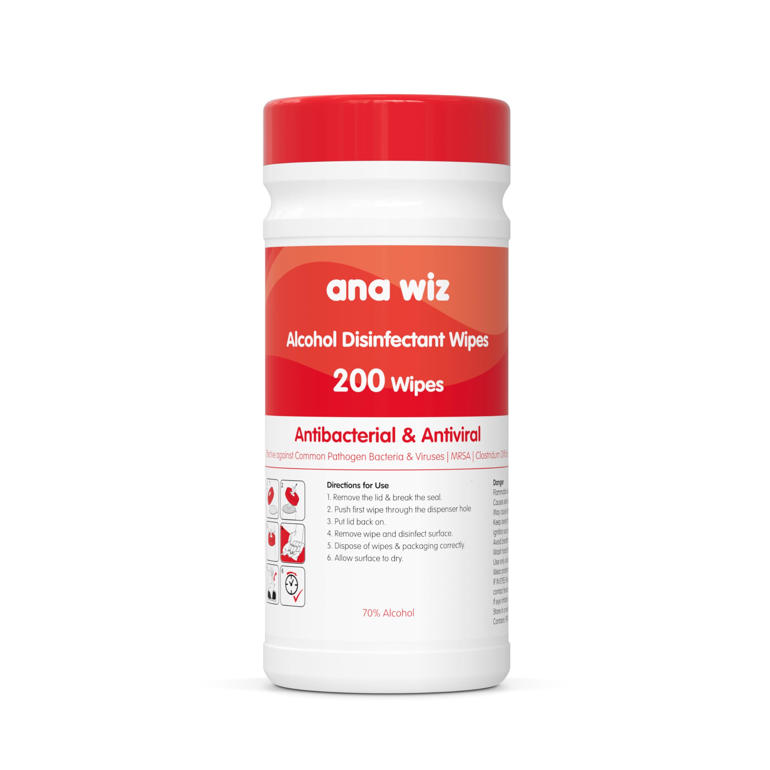 ana wiz Alcohol Disinfectant Wipes (200 Sheet Tub)