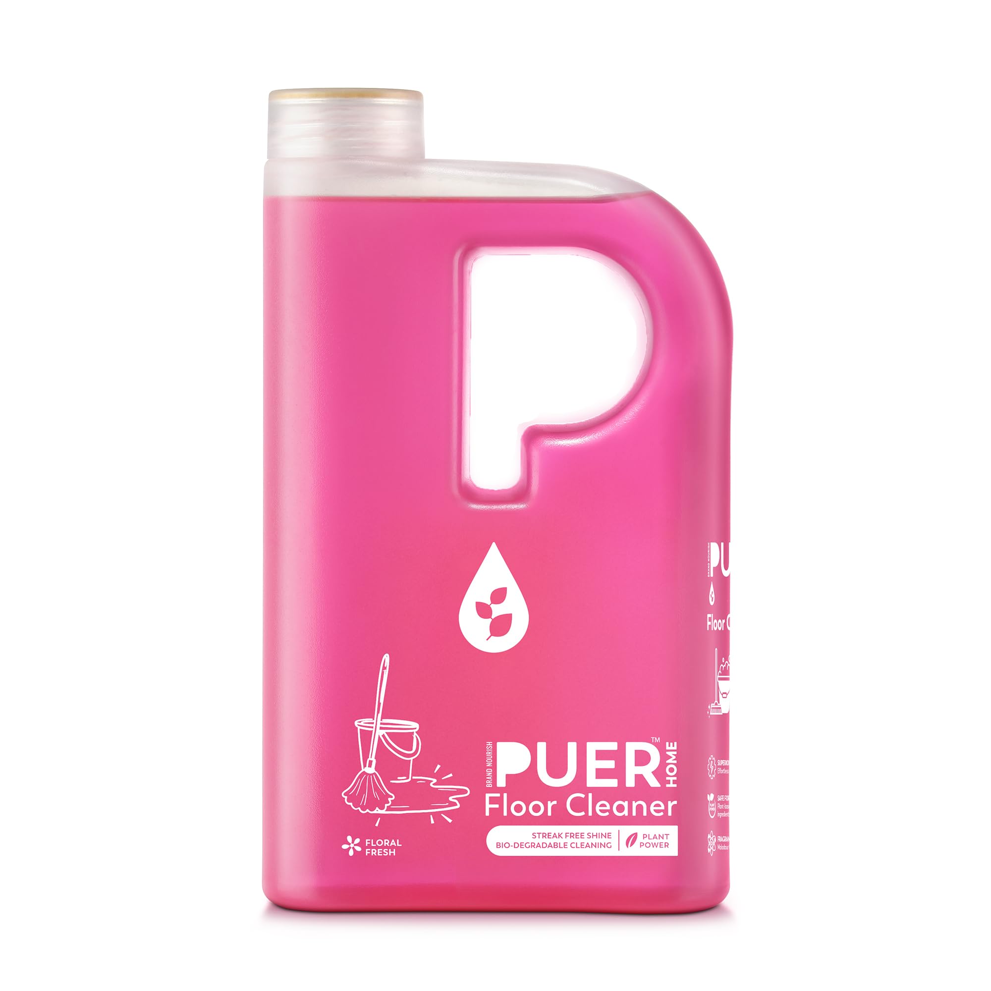 PUER Floor Cleaner Floral Fresh 1000ml | Streak Free Shine Kills 99.9% Germs with Toxic Free Cleaning & Quick Dry Techno