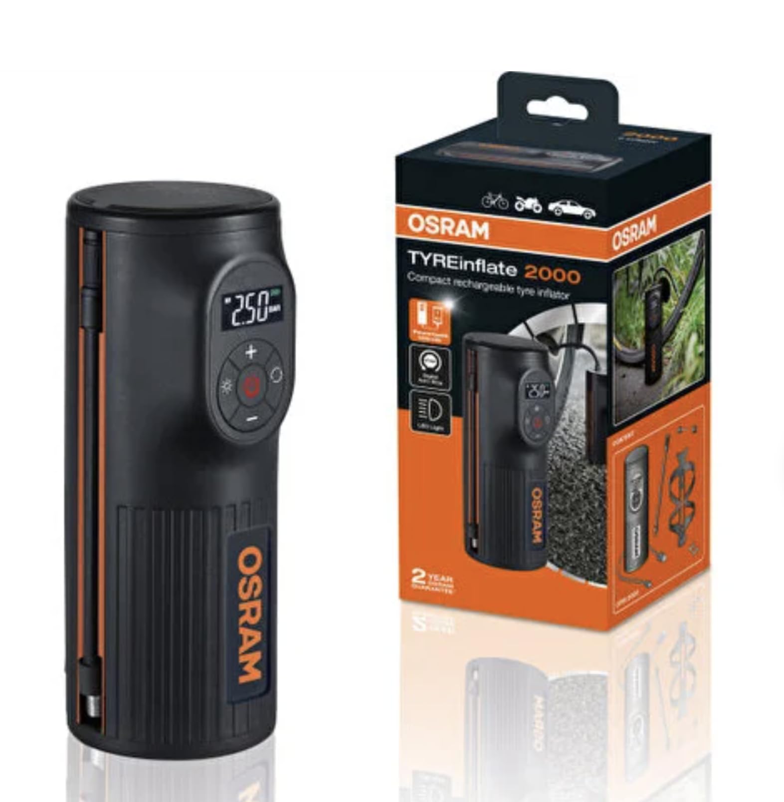 Amazon.com: OSRAM OTIR2000 TYREinflate 2000 Compact Pump with LED