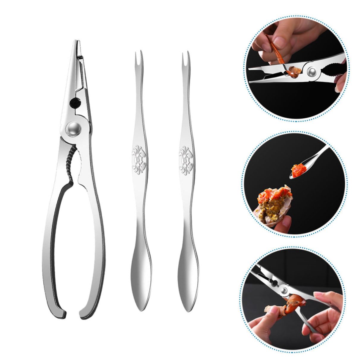 PRETYZOOM 5 Sätze Teiliges Seafood Tools Set Robustes Krabbenscheren und Lobsterbesteck Crab Claw Cracker und Seafood Forks Langlebig Rostfrei für Öffnen von Meeresfrüchten