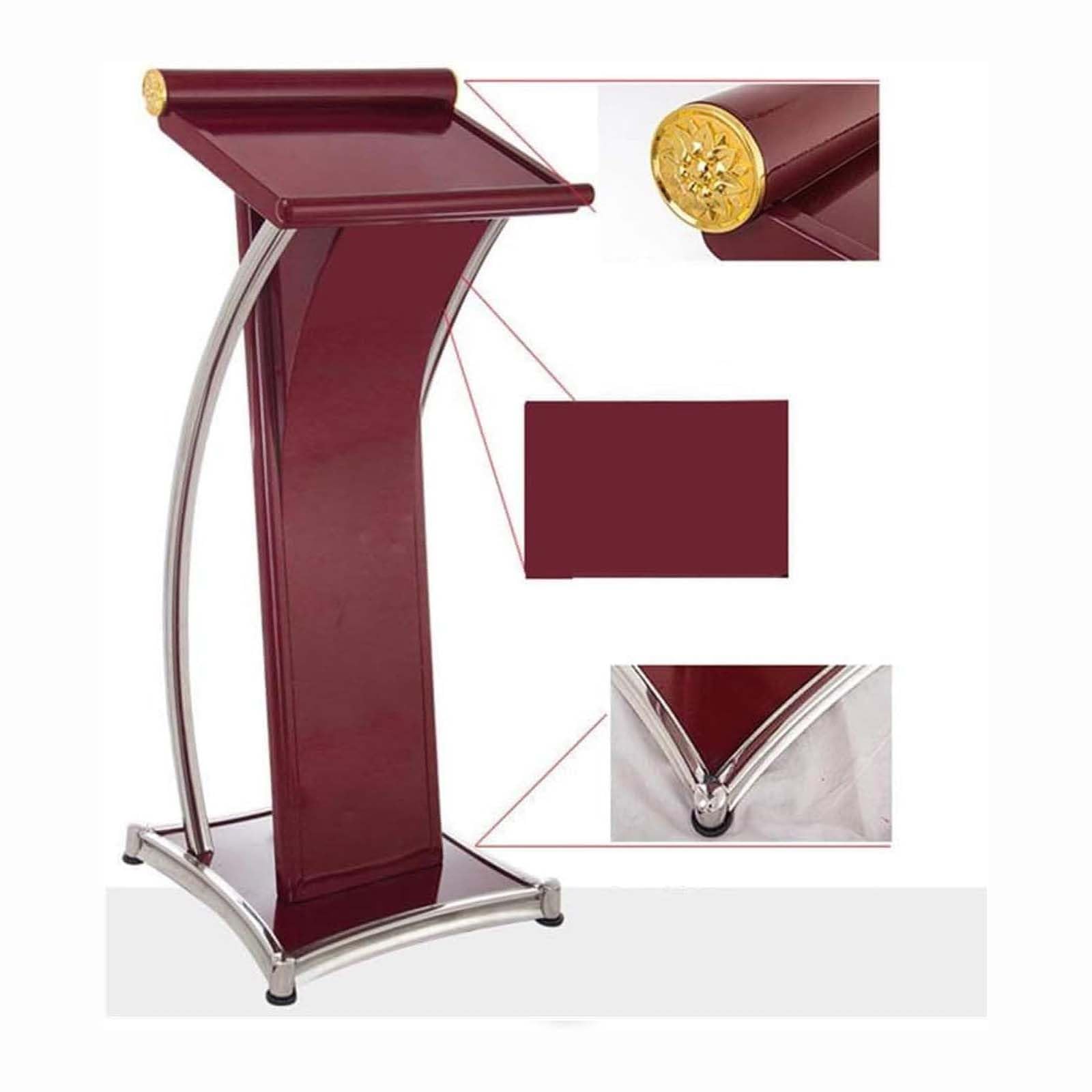 Gebogenes Rednerpult aus Metall, freistehendes Rednerpult aus Edelstahl für Kirchenkonferenzen und Schulpräsentationen, modernes weißes Design, ideal für Büro und Compute