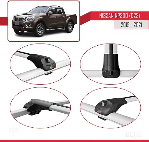 Miniatura 4 de Compatible con Nissan NP300 (D23) 2015-2021 ACE-1 Barra transversal de aluminio gris 3 barras