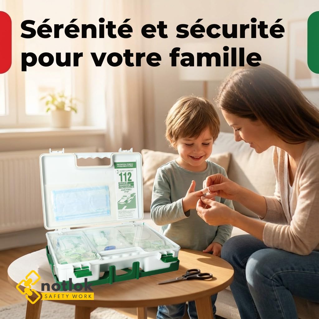 Trousse de Secours Complete DIN 13157 | Trousse Premier Secours - Boîte Pharmacie Murale | Pour Entreprise & Maison | Kit avec Pansements & Couverture de Survie Isothermique