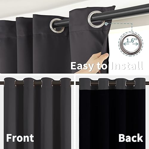 Miniatura 6 de BGment - Cortinas con aislamiento térmico para habitación, 100 % opacas, con forro negro, cortina de doble capa con ojales, reduce el ruido (52 x 63