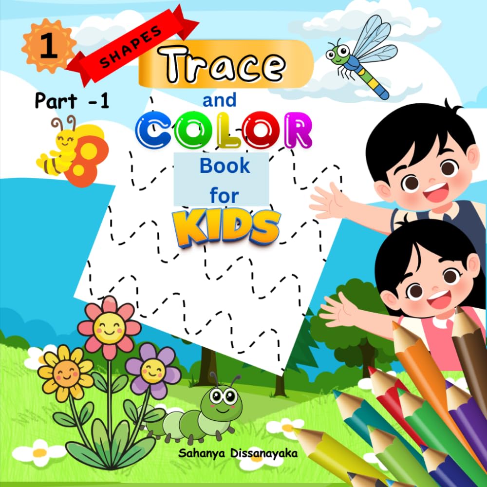 Trace and Color Book for Kids – Shapes 1 (Part - 1): •8.5×8.5 Inch | 40 images page with back blank (80 total pages.) | A Simple Line Tracing Book for Toddlers & Preschool Kids.