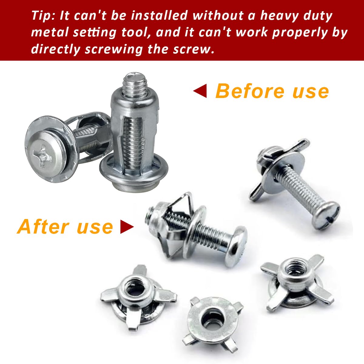 20PCS Hollow Metal Cavity Fixing Hollow Wall Anchors for Drywall Hollow Wall Anchors (M5*25mm)