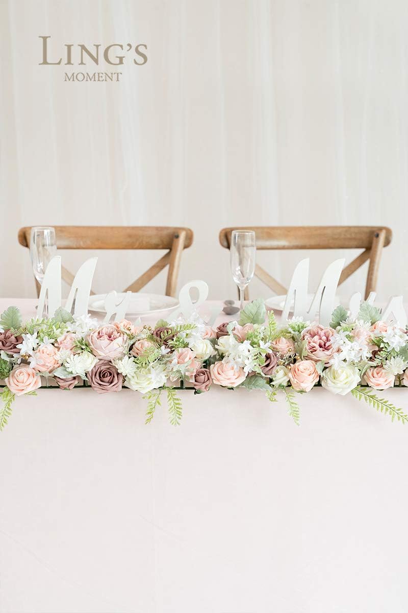 Exсluѕіvе Dіѕсоunt 50% Prісе Ling's moment Ready to Use Wedding Table Centerpieces Dusty Rose Flower Arrangements 34.4'' in Total Set of 2 for 45'' Sweetheart/Head/Reception/Banquet-Style Table Setting Decorations