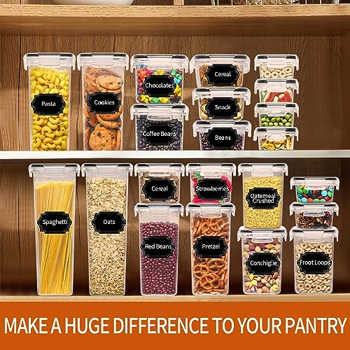 Skroam 36 Pack Airtight Food Storage Containers for Kitchen Pantry Organization and Storage, BPA Free, Plastic Kitchen Storage Containers with Lids for Flour, Sugar, and Cereal, Labels & Marker - Image 8