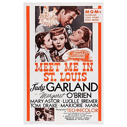 Posterazzi Meet Me In St. Louis Us Art Top Tom Drake Bottom Inset: Margaret O'Brien Judy Garland 1944 Movie Masterprint Poster Print, (11 x 17)