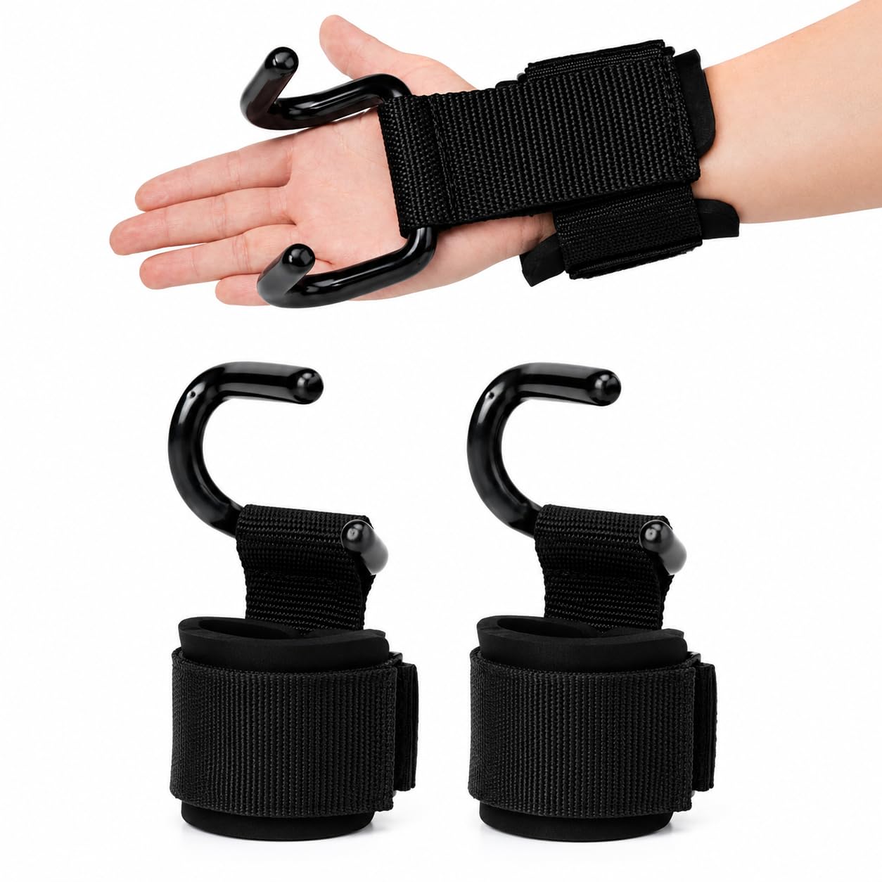 Weight Lifting Hooks with Wrist Support for Gym Workout, Heavy Duty Deadlift Hooks for Weight Training, Pull Ups & Bodybuilding, Anti Slip Power Lifting Grip Straps for Men & Women-image-26