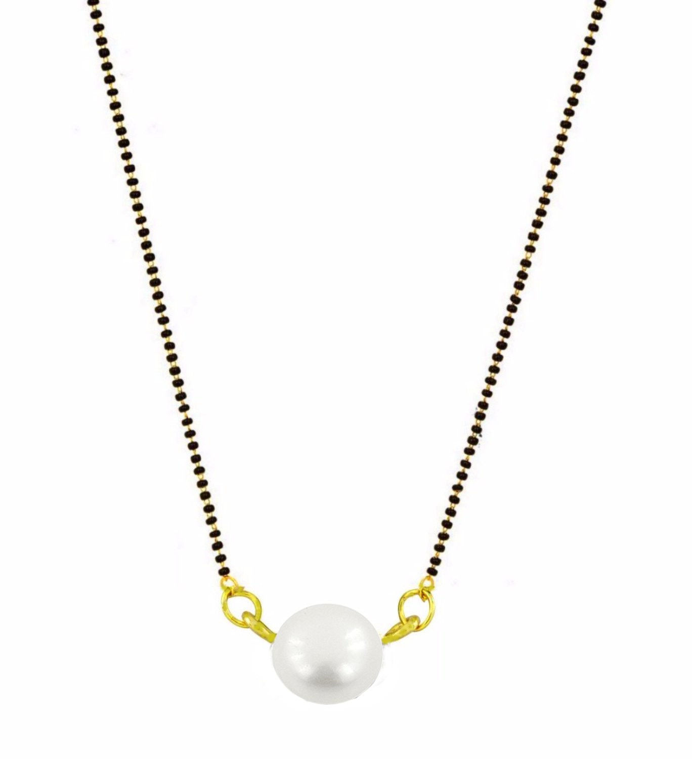 BFC- BUY FOR CHANGE Single Pearl Mangalsutra with Black Bead Chain 18 inches for Women